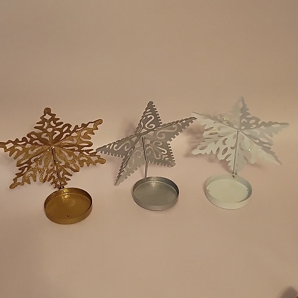 3 Snowflake Tealight Holders